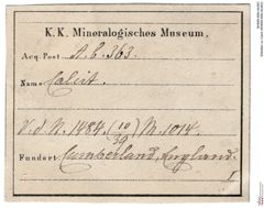 Etiketten zu Calcit (NHMW-MIN-Ab363)